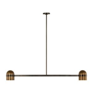 Octavia 2-Light LED Linear Chandelier in Blackened Bronze with Bright Worn Brass