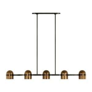 Octavia 5-Light LED Linear Chandelier in Blackened Bronze with Bright Worn Brass