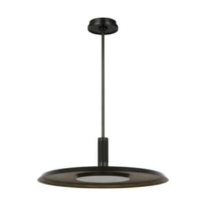 Saucer 1-Light LED Pendant in Dark Bronze with Darkened Brass