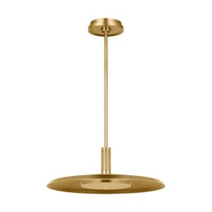 Saucer 1-Light LED Pendant in Natural Brass