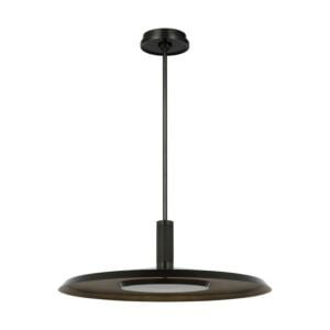 Saucer 1-Light LED Pendant in Dark Bronze with Darkened Brass