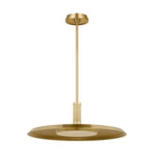 Saucer 1-Light LED Pendant in Natural Brass