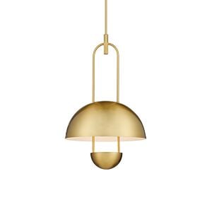 Creighton 1-Light Semi-Flush Mount in Brass with White