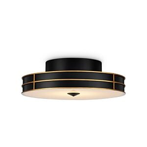 Fielding 1-Light Flush Mount in Satin Black with Contemporary Gold with Sugar White with White