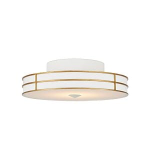 Fielding 1-Light Flush Mount in Gesso White with Contemporary Gold with Sugar White with White