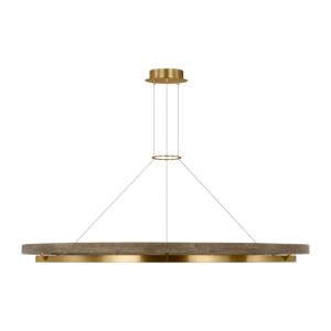 Grace 1-Light LED Chandelier in Matte Black with Weathered Oak Wood