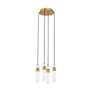 Lassell 4-Light LED Chandelier in Natural Brass