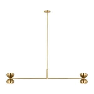 Shanti 2-Light LED Linear Chandelier in Natural Brass