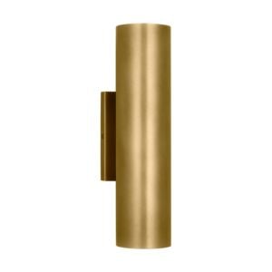 Pressa 2-Light LED Outdoor Wall Mount in Natural Brass