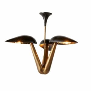 Everglades 3-Light Chandelier in Blackened Iron with Antique Brass