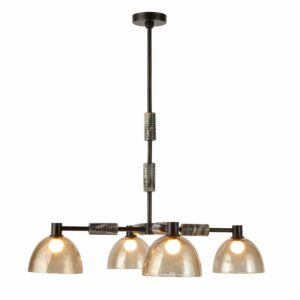 Eli 4-Light Chandelier in Blackened Iron with Smoke/Black