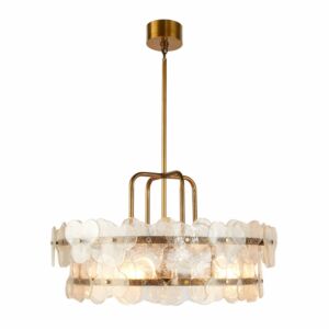 Cascade 4-Light Chandelier in Clear with Antique Brass