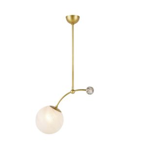 Christina 1-Light Pendant in Matte Swirl with Antique Brass/Natural