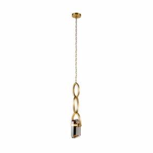 Estate 1-Light LED Pendant in Smoke with Antique Brass