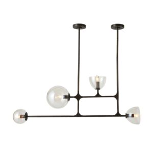 Dillon 4-Light Linear Chandelier in English Bronze with Smoke