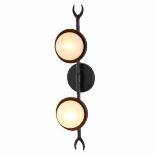 Churchill 2-Light Wall Sconce in Blackened Iron with Frosted