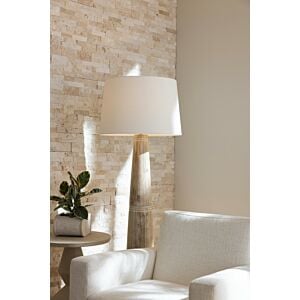 Elmhurst 1-Light Floor Lamp in Whitewashed with Polished Nickel/Off-White/Off-White