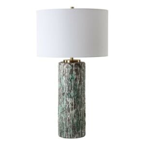 Meltdown 1-Light Table Lamp in Charcoal Background. Brass