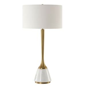 Avola 1-Light Table Lamp in Antique Brass