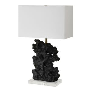 Basalt 1-Light Table Lamp in Antique Brass