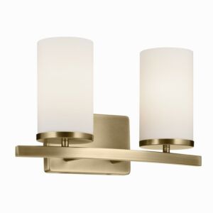 Crosby 2-Light Bathroom Vanity Light in Natural Brass