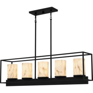 Bentley 5-Light Linear Chandelier in Matte Black