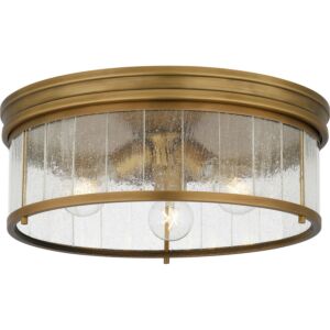 Quoizel Flush Mount 3-Light Flush Mount in Weathered Brass