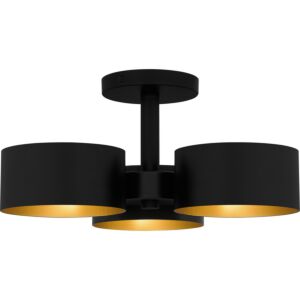 Quoizel Semi-Flush Mount 3-Light Semi-Flush Mount in Matte Black