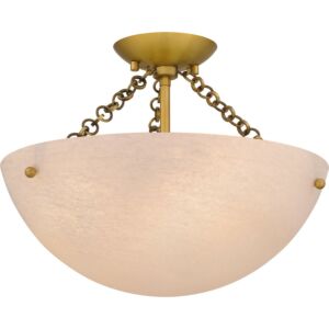 Quoizel Semi-Flush Mount 3-Light Semi-Flush Mount in Brushed Gold