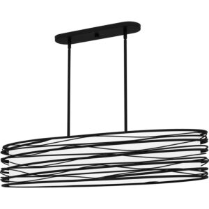 Spiral 5-Light Linear Chandelier in Mystic Black