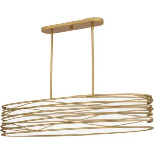 Spiral 5-Light Linear Chandelier in Light Gold