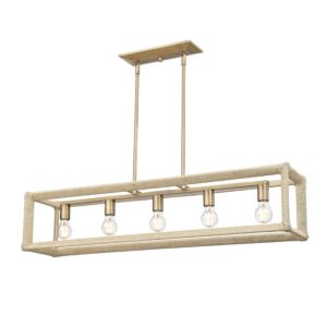 Kimber 5-Light Linear Pendant in Modern Brass