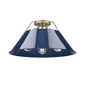 Orwell AB 3-Light Flush Mount in Aged Brass