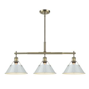 Orwell AB 3-Light Linear Pendant in Aged Brass