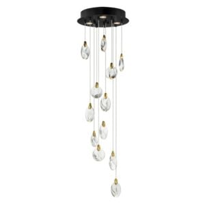 Pebble LED Pendant in Black with Polished Gold