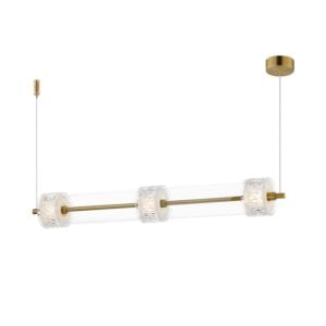 Elysian 3-Light LED Linear Pendant in Natural Aged Brass