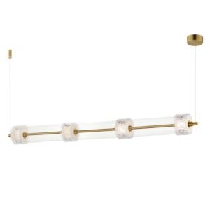 Elysian 4-Light LED Linear Pendant in Natural Aged Brass