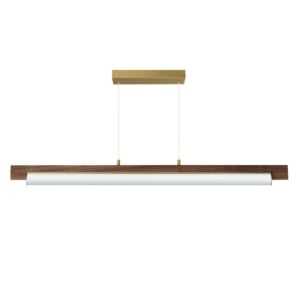 Joist 1-Light LED Linear Pendant in Whit Alabaster with Natural Aged Brass