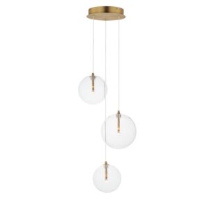 Global 3-Light LED Pendant in Natural Aged Brass