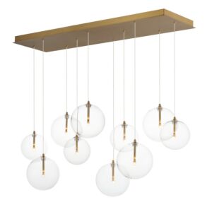 Global 10-Light LED Pendant in Natural Aged Brass