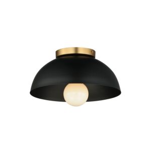 Thelonious 1-Light Flush Mount in Black with Natural Aged Brass