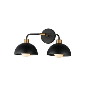 Thelonious 2-Light Wall Sconce in Black with Natural Aged Brass