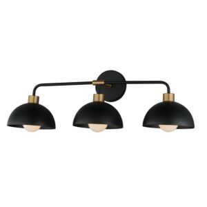 Thelonious 3-Light Bathroom Vanity Light in Black with Natural Aged Brass