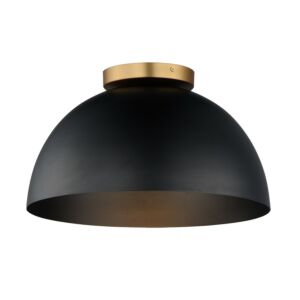 Thelonious 1-Light Flush Mount in Black with Natural Aged Brass