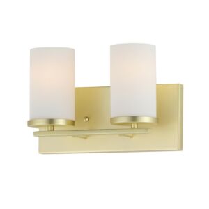 Lateral 2-Light Bathroom Vanity Light in Satin Brass