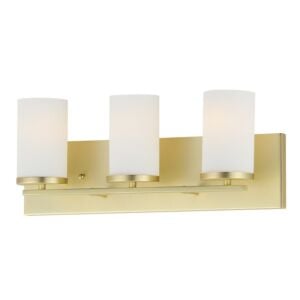 Lateral 3-Light Bathroom Vanity Light in Satin Brass