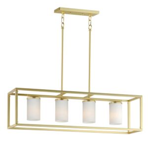 Lateral 4-Light Linear Pendant in Satin Brass