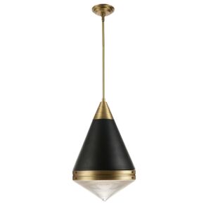 Hargreaves 1-Light Pendant in Black with Natural Aged Brass