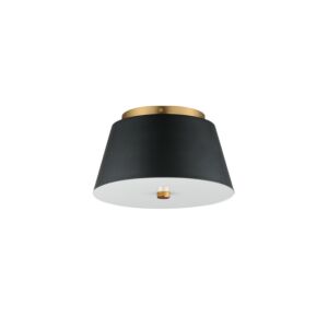 Miles 1-Light LED Flush Mount in Black with Natural Aged Brass