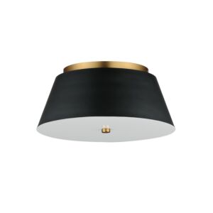 Miles 1-Light LED Flush Mount in Black with Natural Aged Brass